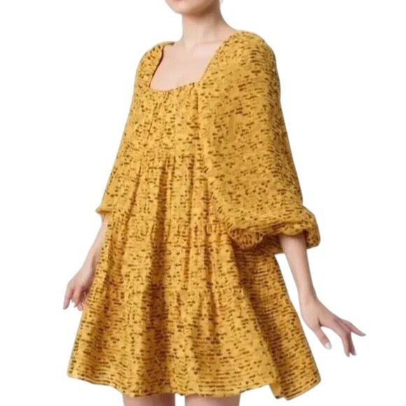 Alice + Olivia Rowen Mini Dress Floral Yellow Maroon M - Picture 5 of 13
